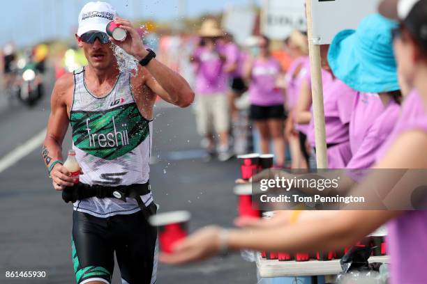 Lionel Sanders of Canada cools down during the IRONMAN World Championship on October 14, 2017 in Kailua Kona, Hawaii.