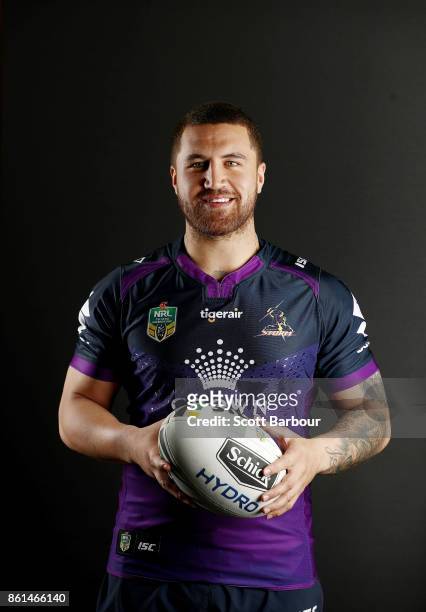 Kenneath Bromwich of the Storm poses for a portrait during a Melbourne Storm NRL training session at Gosch's Paddock on September 25, 2017 in...