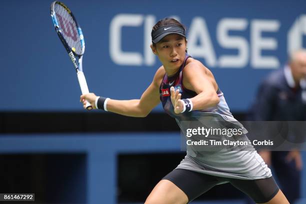 Open Tennis Tournament - DAY SIX. Shuai Zhang of China in action against Karolina Pliskova of the Czech Republic during the Women's Singles round...