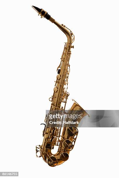 a saxophone, studio shot - musikinstrument bildbanksfoton och bilder