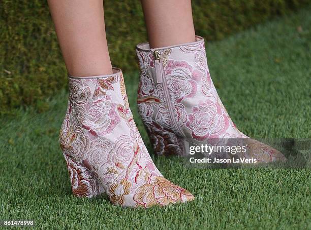 Actress Victoria Justice, shoe detail, attends the 8th annual Veuve Clicquot Polo Classic at Will Rogers State Historic Park on October 14, 2017 in...