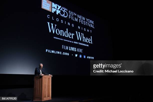 New York Film Festival Director Kent Jones introduces the screening of "Wonder Wheel" during the closing night of the 55th New York Film Festival at...