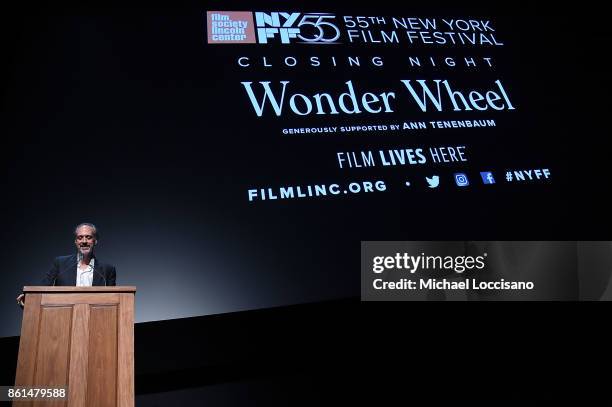 New York Film Festival Director Kent Jones introduces the screening of "Wonder Wheel" during the closing night of the 55th New York Film Festival at...