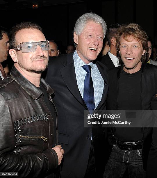 Bono, Former President Bill Clinton and Jon Bon Jovi attend the Food Bank For New York City's Sixth Annual Can-Do Awards at Abigail Kirsch's Pier...