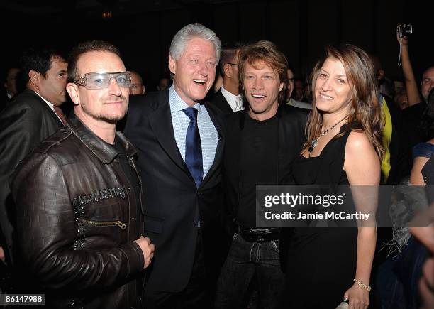 Bono, Former President Bill Clinton, Jon Bon Jovi and Dorothea Bon Jovi attend the Food Bank For New York City's Sixth Annual Can-Do Awards at...