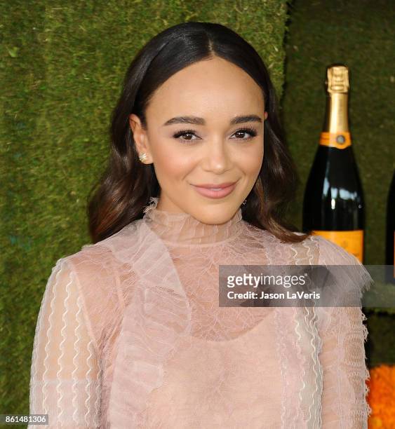 Actress Ashley Madekwe attends the 8th annual Veuve Clicquot Polo Classic at Will Rogers State Historic Park on October 14, 2017 in Pacific...