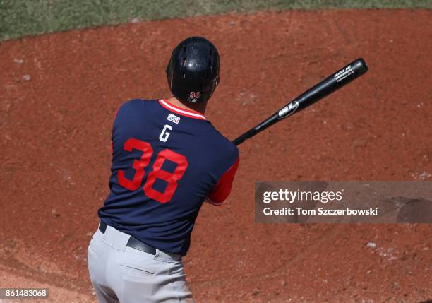 The nickname on the back of the jersey worn by Chris Gimenez of the Minnesota Twins on Players Weekend as he bats in the third inning during MLB game...