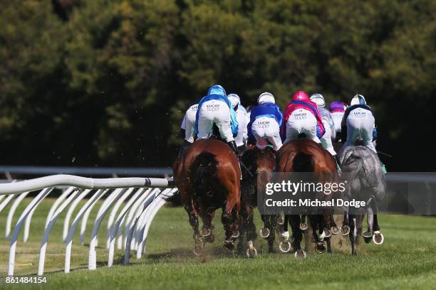 General view is seen in race 8 the TAB Cranbourne Cup during Cranbourne Cup Day at on October 15, 2017 in Cranbourne, Australia.