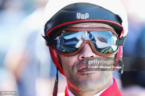 Jockey Michael Walker looks on during Cranbourne Cup Day at on October 15, 2017 in Cranbourne, Australia.