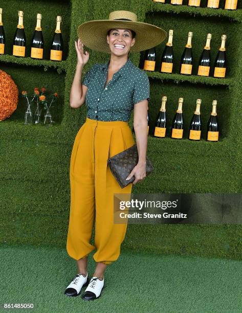 Tracee Ellis Ross arrives at the 8th Annual Veuve Clicquot Polo Classic at Will Rogers State Historic Park on October 14, 2017 in Pacific Palisades,...