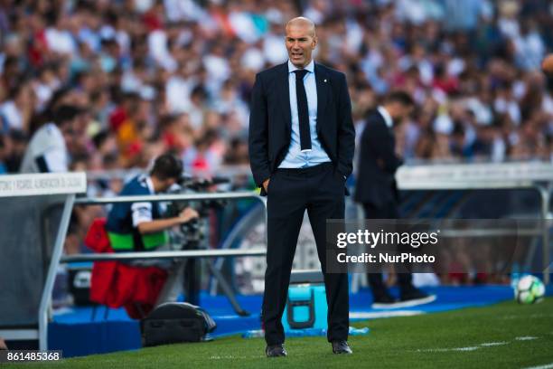 Zinedine Zidane during the match between Getafe CF vs. Real Madrid, week 8 of La Liga 2017/18 in Coliseum Alfonso Perez, Getafe Madrid. 14th of...