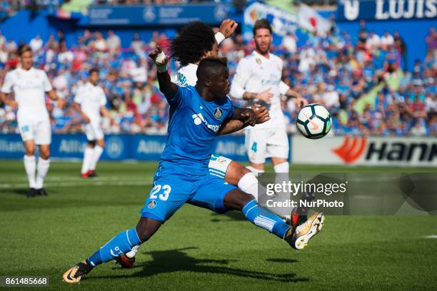 Amath, Marcelo during the match between Getafe CF vs. Real Madrid, week 8 of La Liga 2017/18 in Coliseum Alfonso Perez, Getafe Madrid. 14th of...