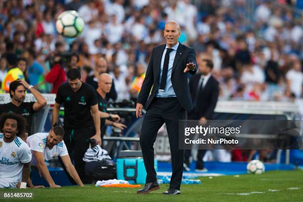 Zinedine Zidane during the match between Getafe CF vs. Real Madrid, week 8 of La Liga 2017/18 in Coliseum Alfonso Perez, Getafe Madrid. 14th of...