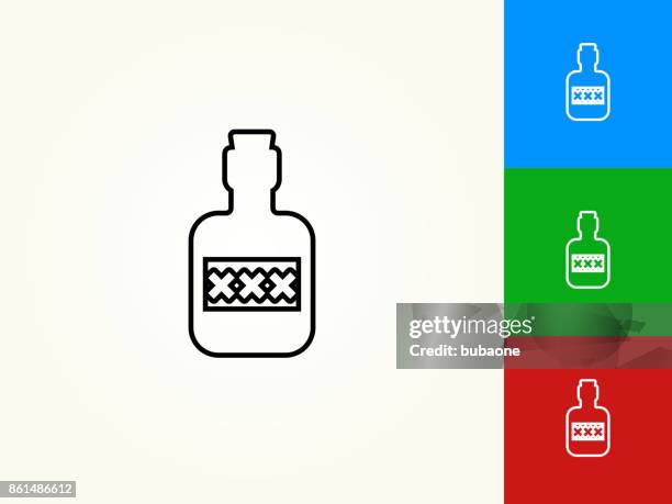 pirate rum black stroke linear icon - rum stock illustrations