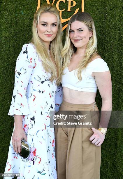 Lindsey Vonn, Karin Kildow arrives at the 8th Annual Veuve Clicquot Polo Classic at Will Rogers State Historic Park on October 14, 2017 in Pacific...