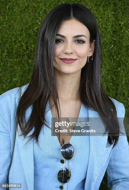 Victoria Justice arrives at the 8th Annual Veuve Clicquot Polo Classic at Will Rogers State Historic Park on October 14, 2017 in Pacific Palisades,...