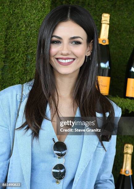 Victoria Justice arrives at the 8th Annual Veuve Clicquot Polo Classic at Will Rogers State Historic Park on October 14, 2017 in Pacific Palisades,...