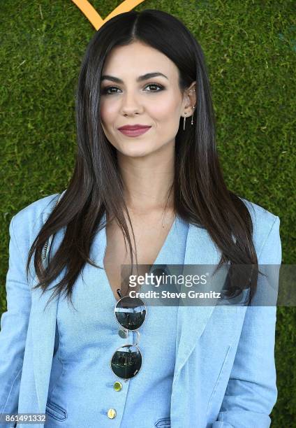 Victoria Justice arrives at the 8th Annual Veuve Clicquot Polo Classic at Will Rogers State Historic Park on October 14, 2017 in Pacific Palisades,...
