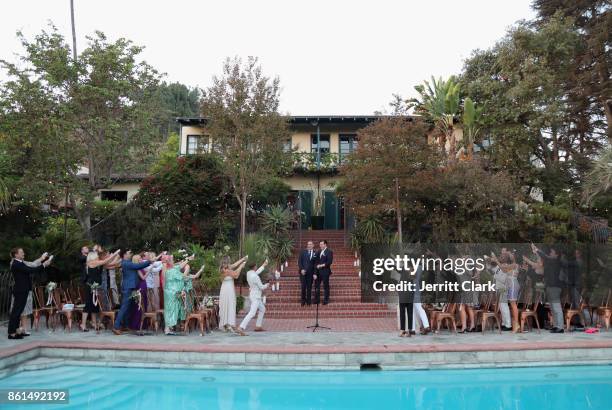 Nick Ede and Andrew Naylor celebrate their wedding in Los Angeles at the private residence of Jonas Tahlin, CEO of Absolut Elyx, on October 14, 2017...