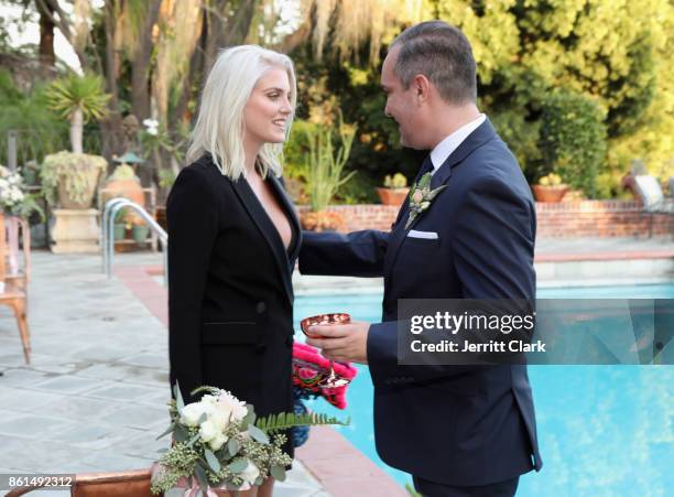 Ashley James and Nick Ede celebrate the wedding of Nick Ede and Andrew Naylor in Los Angeles at the private residence of Jonas Tahlin, CEO of Absolut...