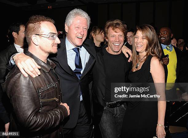 Bono, Former President Bill Clinton, Jon Bon Jovi and Dorothea Bon Jovi attend the Food Bank For New York City's Sixth Annual Can-Do Awards at...