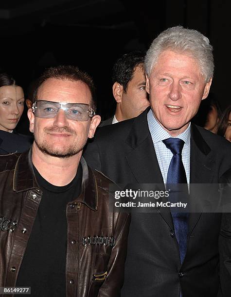 Bono and Former President Bill Clinton attend the Food Bank For New York City's Sixth Annual Can-Do Awards at Abigail Kirsch's Pier Sixty at Chelsea...