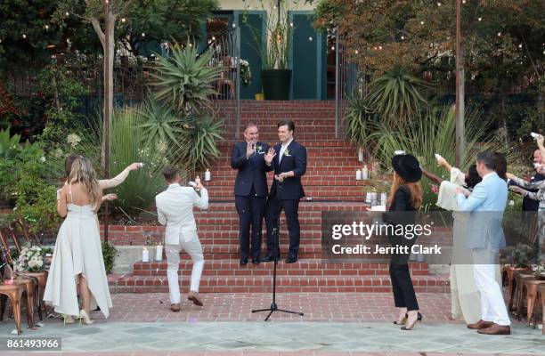 Nick Ede and Andrew Naylor celebrate their wedding in Los Angeles at the private residence of Jonas Tahlin, CEO of Absolut Elyx, on October 14, 2017...