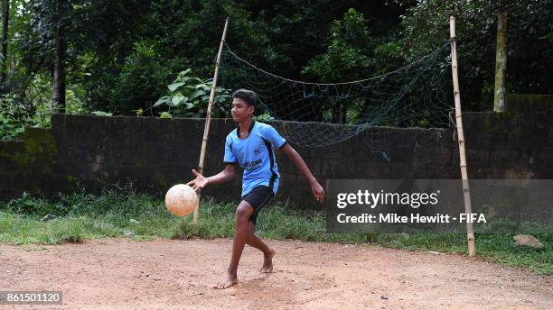 Young children enjoy a game of football during the FIFA U-17 World Cup India 2017 tournament at on October 15, 2017 in Kochi, India.