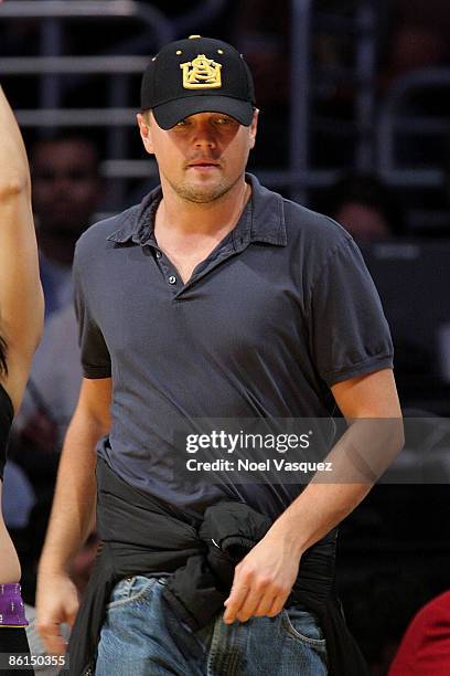 Leonardo DiCaprio attends the Los Angeles Lakers vs Utah Jazz game at Staples Center on April 21, 2009 in Los Angeles, California.