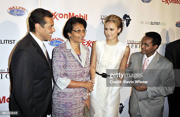 Los Angeles Mayor Antonio Villaraigosa, H.E. Adelcia Barreto Pires, First Lady of Cape Verde, actress Jessica Alba and Ted Alemayhu, founder, U.S....