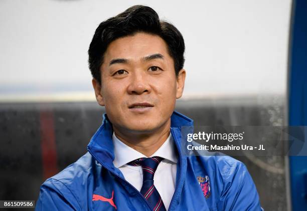 Head coach Yoon Jung Hwan of Cerezo Osaka looks on prior to the J.League J1 match between Sagan Tosu and Cerezo Osaka at Best Amenity Stadium on...