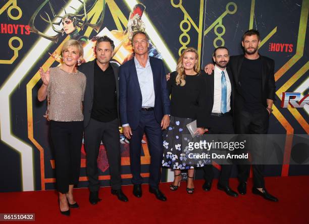 Julie Bishop, Mark Ruffalo, David Peyton, Kylie Watson-Wheeler, Brad Winderbaum and Chris Hemsworth arrives for the premiere screening of Thor:...