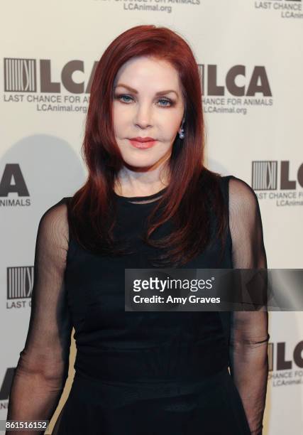 Priscilla Presley attends the Last Chance For Animals 33rd Annual Celebrity Benefit Gala - Arrivals at The Beverly Hilton Hotel on October 14, 2017...