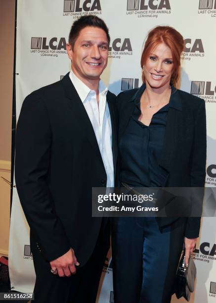 Carl Ferro and Angie Everhart attend the Last Chance For Animals 33rd Annual Celebrity Benefit Gala - Arrivals at The Beverly Hilton Hotel on October...