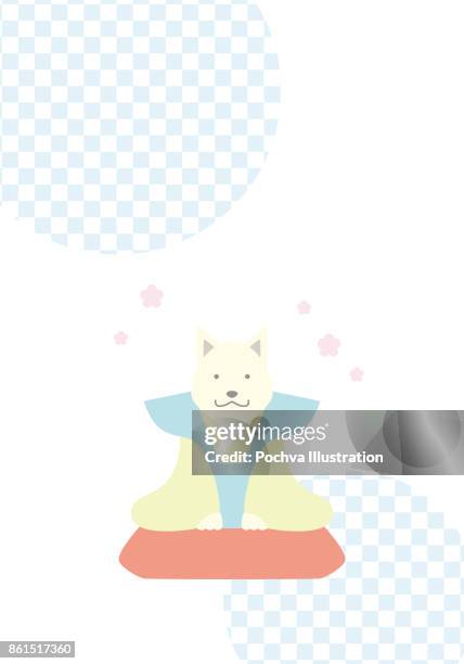 year of the dog new year card vector illustration - kimono icon stock illustrations