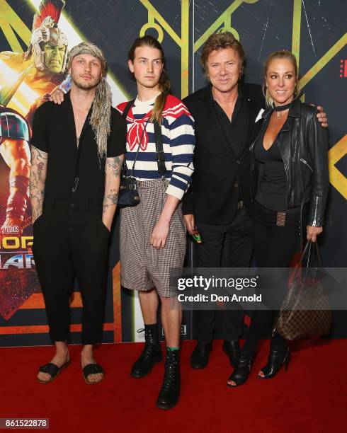 Andrew Kelly, Christian Wilkins, Richard Wilkins and friend arrive for the premiere screening of Thor: Ragnarok Sydney at Fox Studios on October 15,...