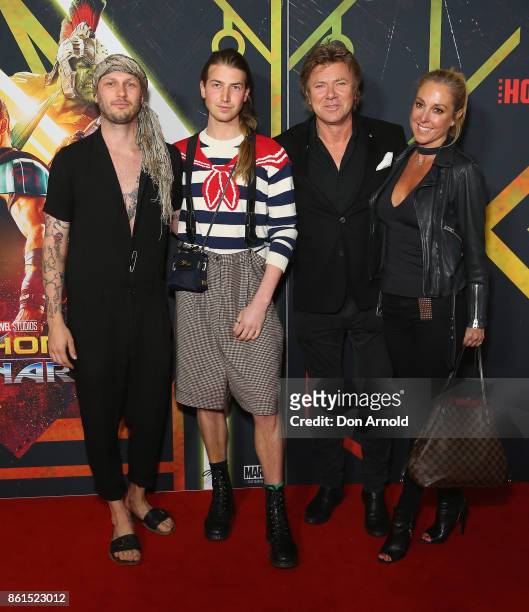 Andrew Kelly, Christian Wilkins, Richard Wilkins and friend arrive for the premiere screening of Thor: Ragnarok Sydney at Fox Studios on October 15,...