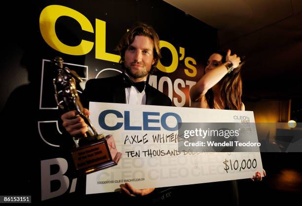 Axle Whitehead accepts the award for the 22nd Annual Cleo Bachelor Of The Year at the Swiss Grand Hotel on April 22, 2009 in Sydney, Australia.