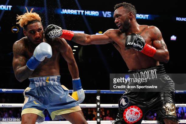 Jarrett Hurd defeated Austin Trout by TKO in the tenth round on the Showtime Championship Boxing card at Barclays Center on October 14, 2017.