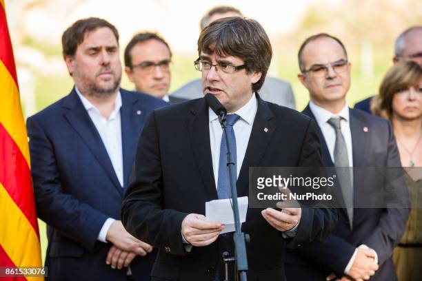 Carles Puigdemont President of Catalonia during the Conmemoration of the 77 years since the execution of the independence President of Catalonia...