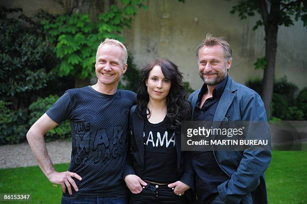 Millenium's Swedish director, Niels Arden Oplev, Danish actress Noomi Rapace, Swedish actor Michael Nyqvist pose prior to a press conference on April...