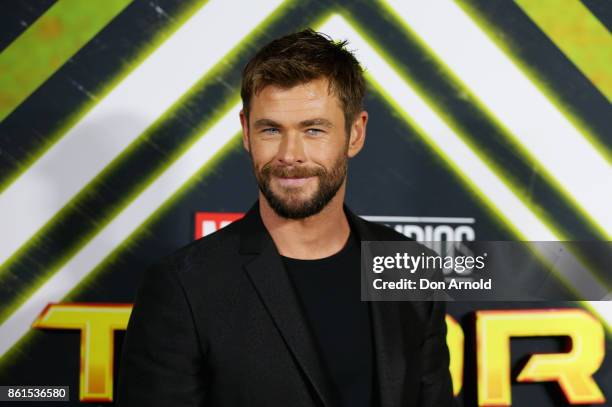 Chris Hemsworth arrives for the premiere screening of Thor: Ragnarok Sydney at Fox Studios on October 15, 2017 in Sydney, Australia.