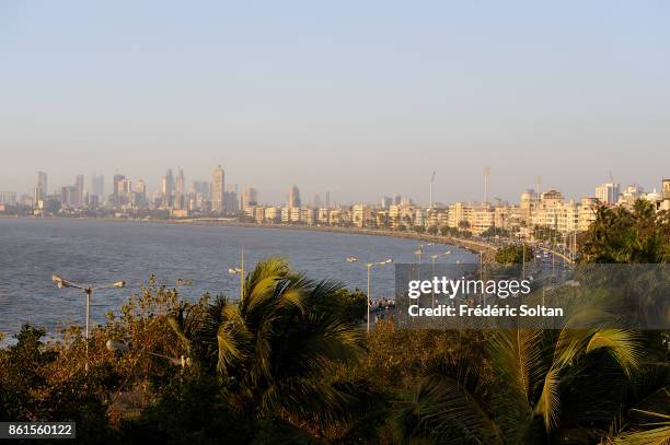 Marine Drive in Mumbai. Marine Drive, aka the Queen's Necklace, is a 3-kilometre-long boulevard in South Mumbai on March 15, 2012 in Mumbai, India.