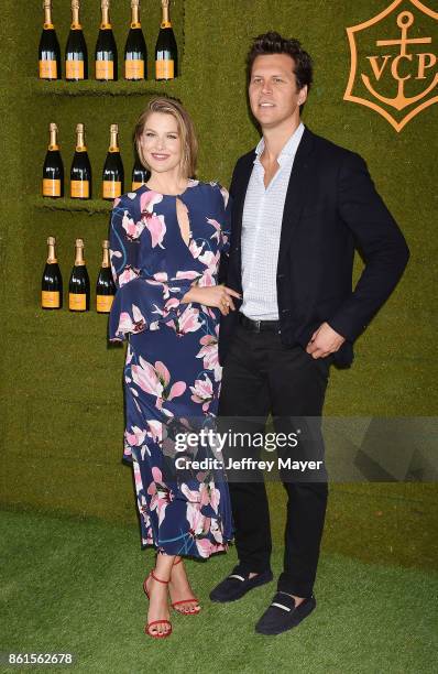 Actress Ali Larter and actor Hayes MacArthur attend the 8th Annual Veuve Clicquot Polo Classic at Will Rogers State Historic Park on October 14, 2017...