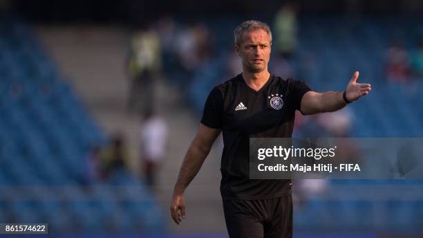 Christian Wueck of Germany stands during a training ahead of the FIFA U-17 World Cup India 2017 tournament at on October 15, 2017 at Jawaharlal Nehru...