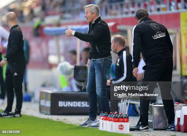 Coach Jens Keller of 1 FC Union Berlin during the Second Bundesliga match between Jahn Regensburg and Union Berlin on October 15, 2017 in Regensburg,...