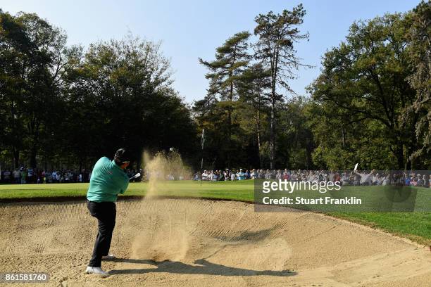 Kiradech Aphinbarnrat of Thailand in action during the final round of the 2017 Italian Open at Golf Club Milano - Parco Reale di Monza on October 15,...