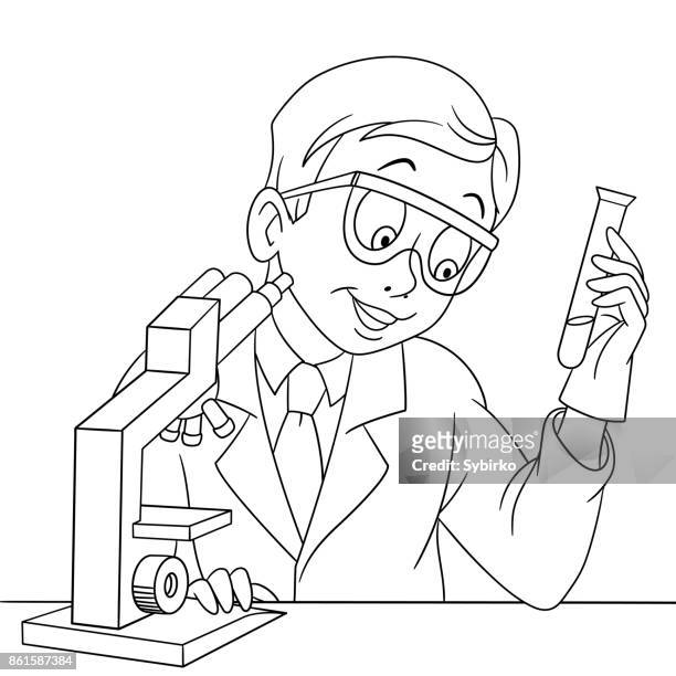 Científico Química Dibujos Animados Ilustración de stock - Getty Images