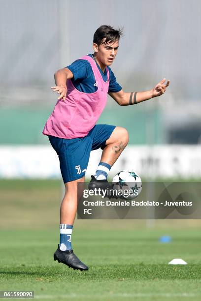 Paulo Dybala during a Juventus traininig session at Juventus Center Vinovo on October 15, 2017 in Vinovo, Italy.