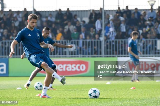 Marko Pjaca during a Juventus traininig session at Juventus Center Vinovo on October 15, 2017 in Vinovo, Italy.